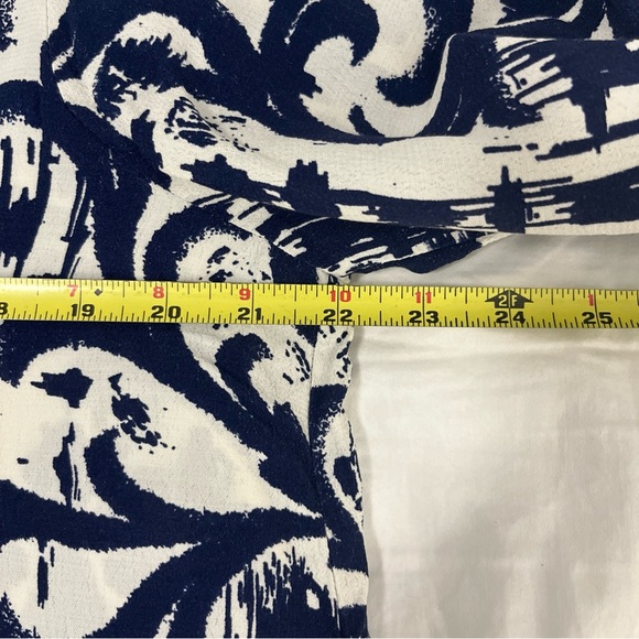 Zara Navy White Mixed Print Midi Dress Flowy Comfy Designer Work Wear Casual XL - Picture 9 of 10